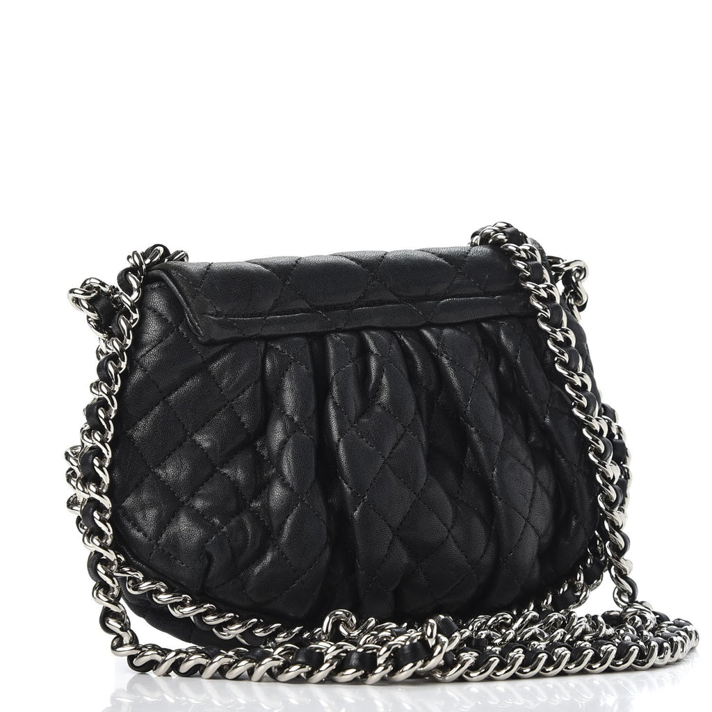 CHL -  WASHED LAMBSKIN QUILTED MINI CHAIN AROUND FLAP BAG