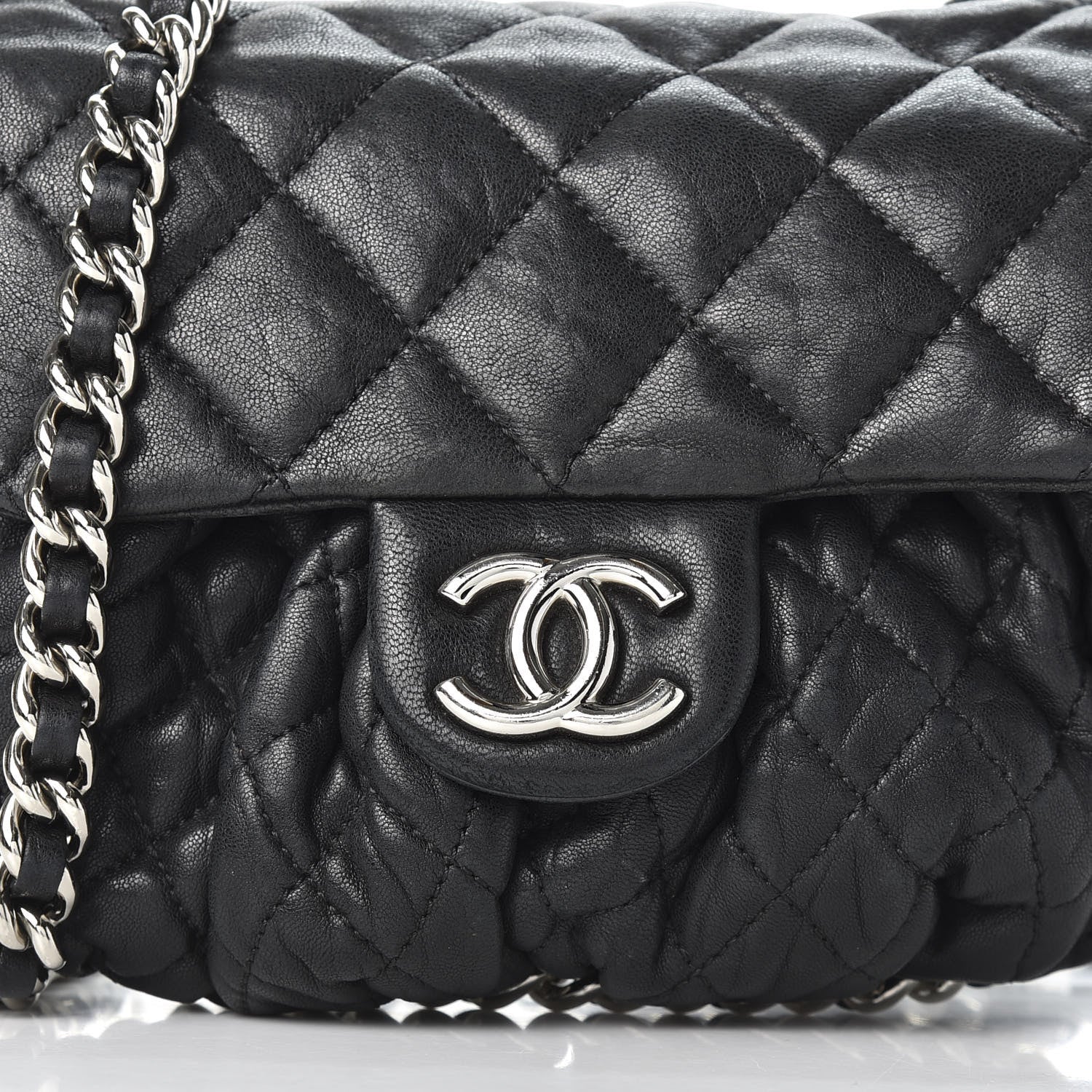 CHL -  WASHED LAMBSKIN QUILTED MINI CHAIN AROUND FLAP BAG