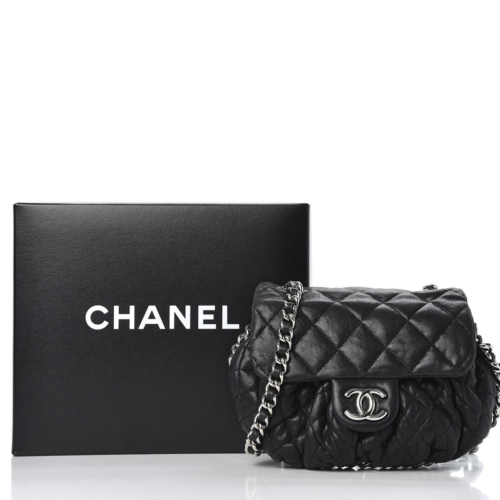 CHL -  WASHED LAMBSKIN QUILTED MINI CHAIN AROUND FLAP BAG