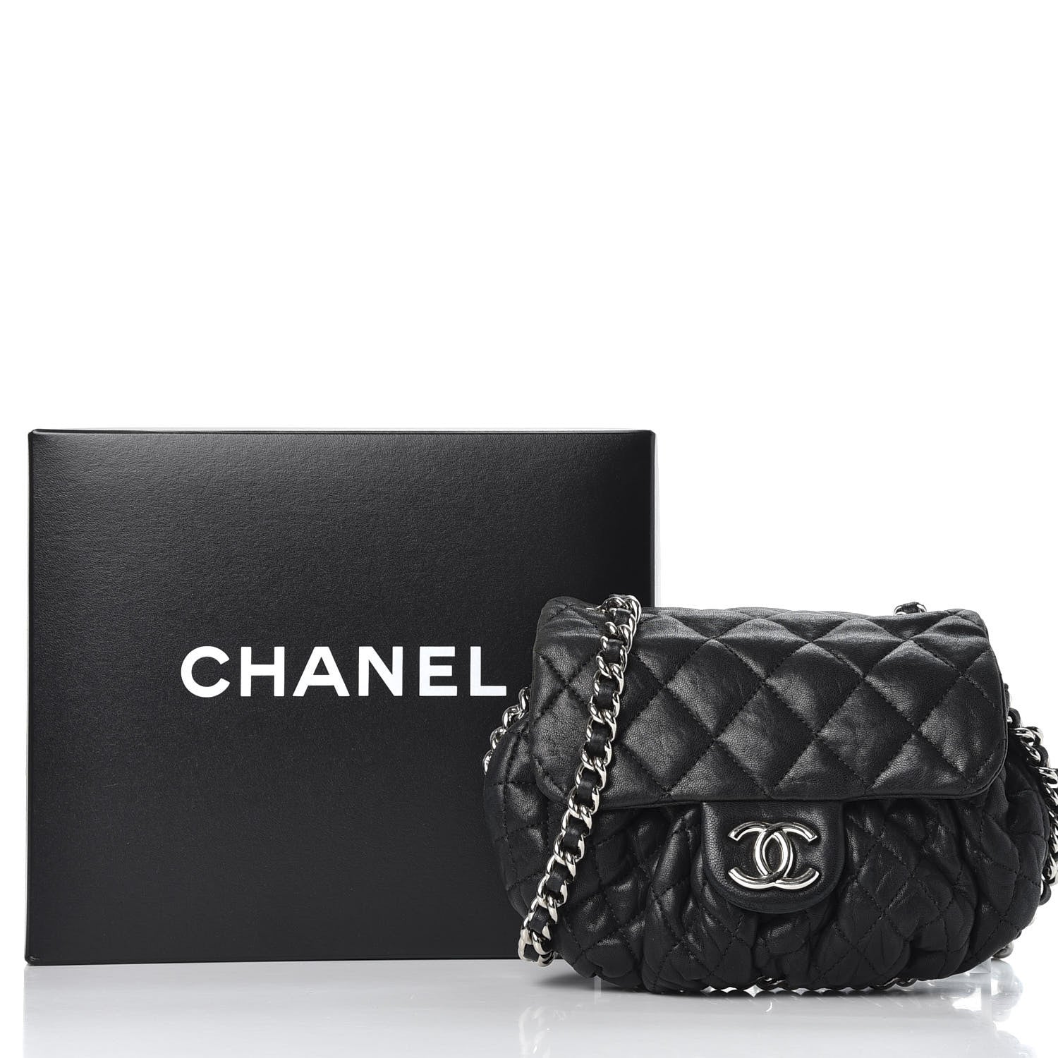 CHL -  WASHED LAMBSKIN QUILTED MINI CHAIN AROUND FLAP BAG