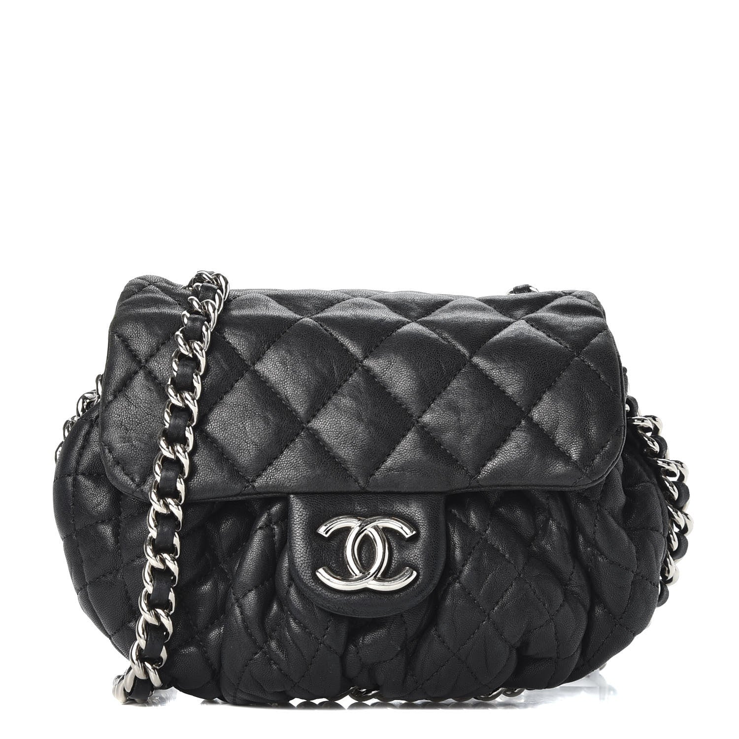 CHL -  WASHED LAMBSKIN QUILTED MINI CHAIN AROUND FLAP BAG