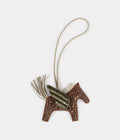 Custom Brown Swarovski Crystal HMBedazzled Pegase Rodeo Bag Charm PM Gold Craie and Etoupe Milo Lambskin
