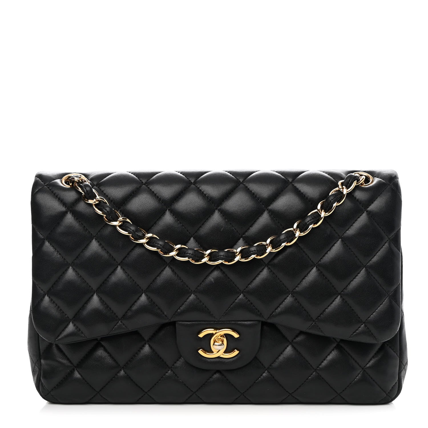 CHL -  QUILTED LAMBSKIN DOUBLE FLAP JUMBO BAG