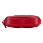 CHNL -  Lambskin Quilted Small Curvy Pouch Cosmetic Case Pouch Red