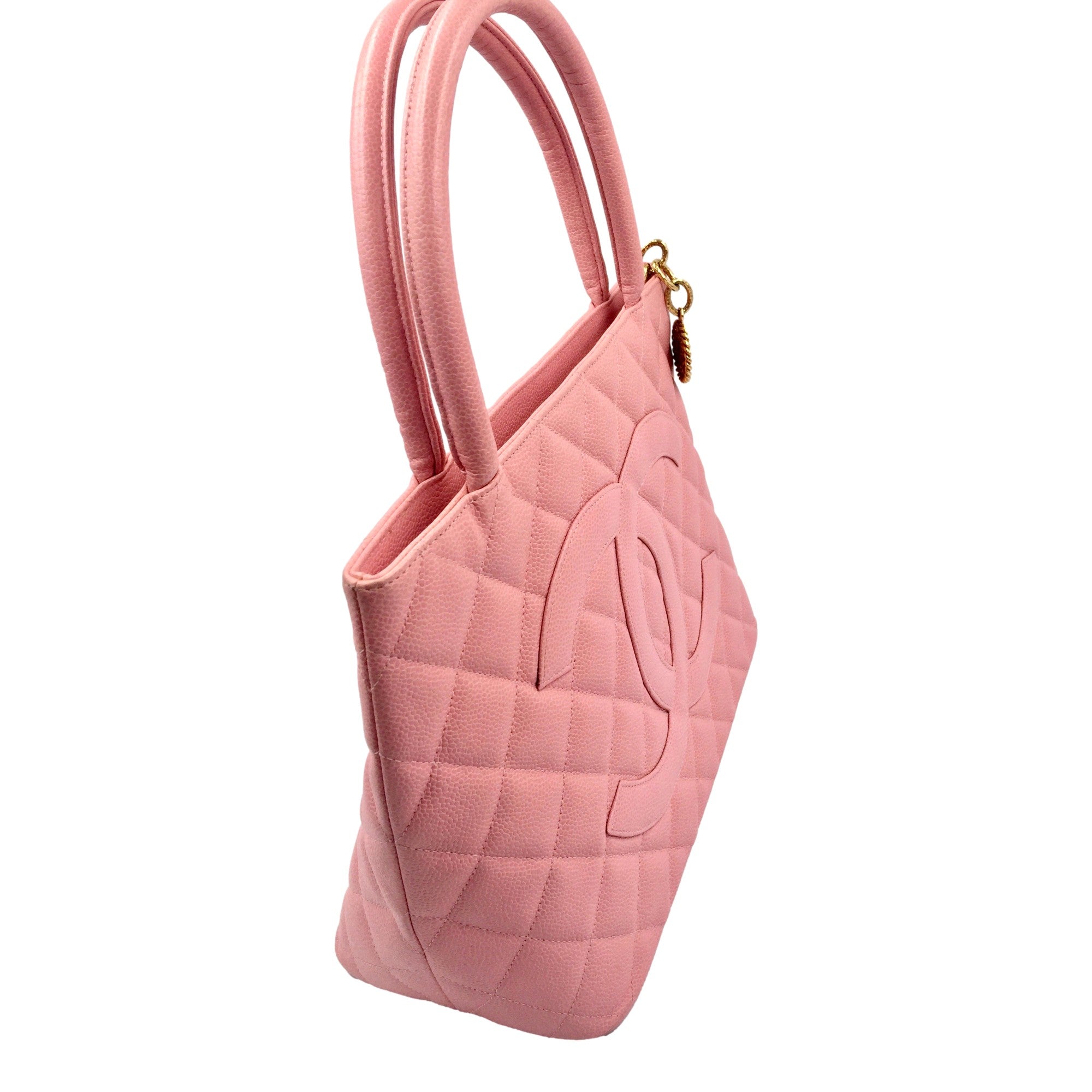CHNL -  Caviar Quilted Leather Medallion Tote Pink