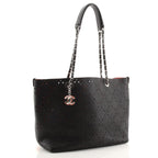 CHL -  PERFORATED CAVIAR LEATHER SMALL SHOPPING TOTE BAG