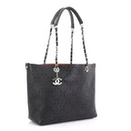 CHL -  PERFORATED CAVIAR LEATHER SMALL SHOPPING TOTE BAG