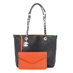CHL -  PERFORATED CAVIAR LEATHER SMALL SHOPPING TOTE BAG