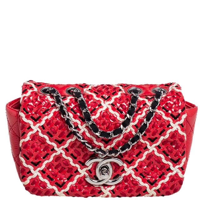 CHL -  WOVEN DIAMOND STITCH FLAP SHOULDER BAG
