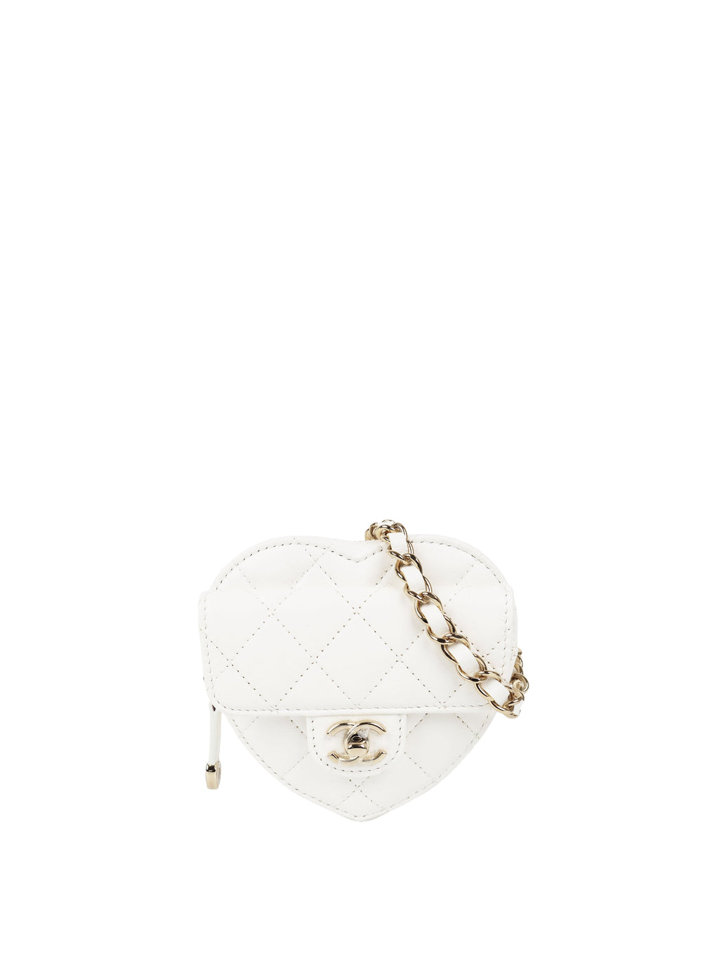 CHNL -  22S White Heart Belt Bag LGHW