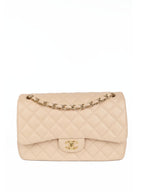 CHNL -  Beige Lambskin Jumbo Classic Flap GHW