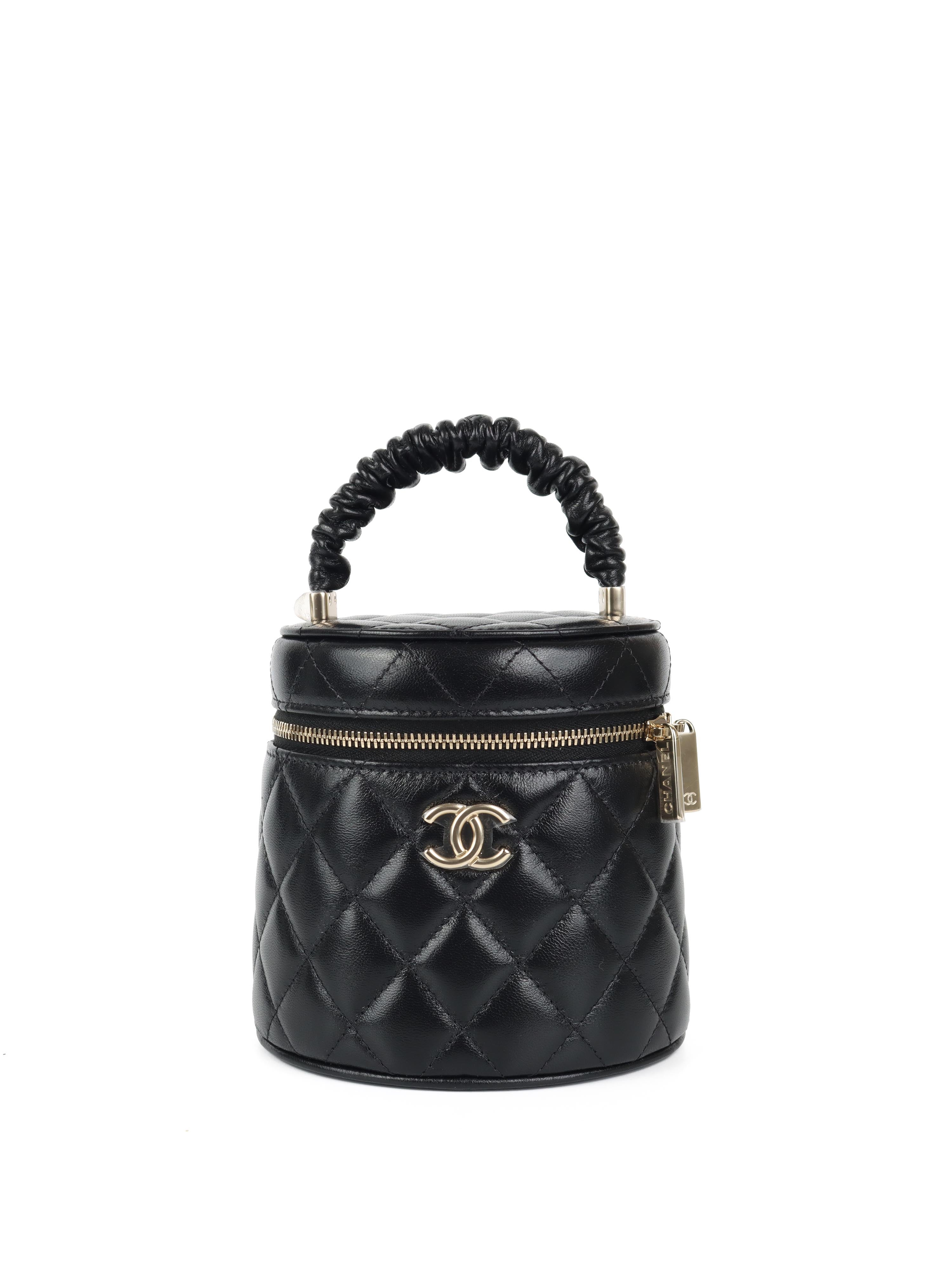 CHNL -  Black 22S Top Handle Vanity Bag