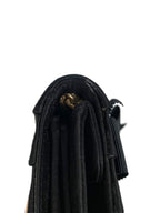 CHNL -  Black Long Satin Chain Clutch