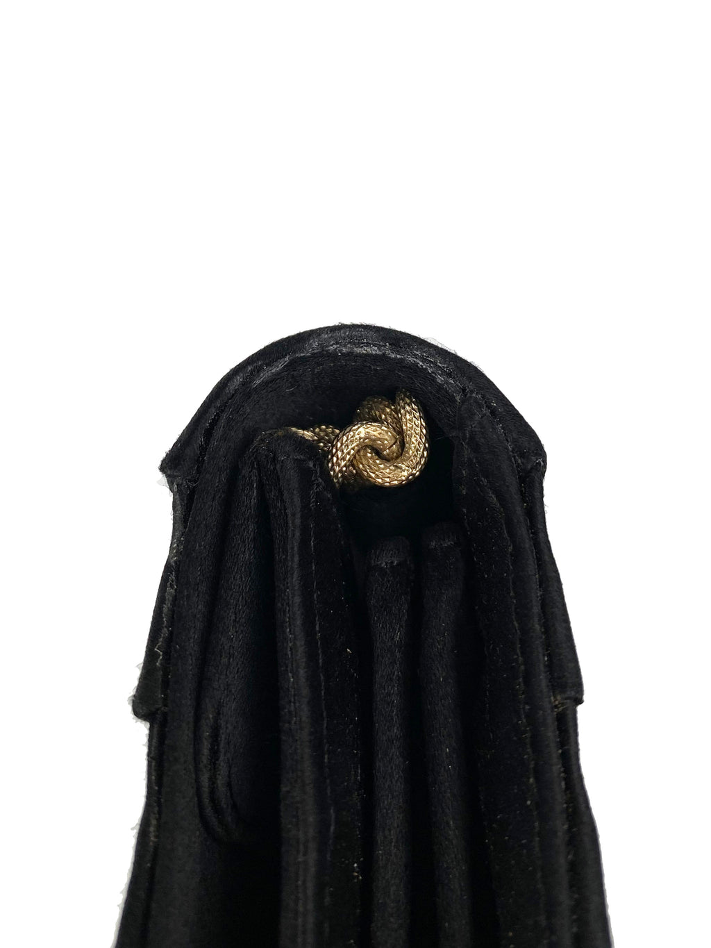 CHNL -  Black Long Satin Chain Clutch