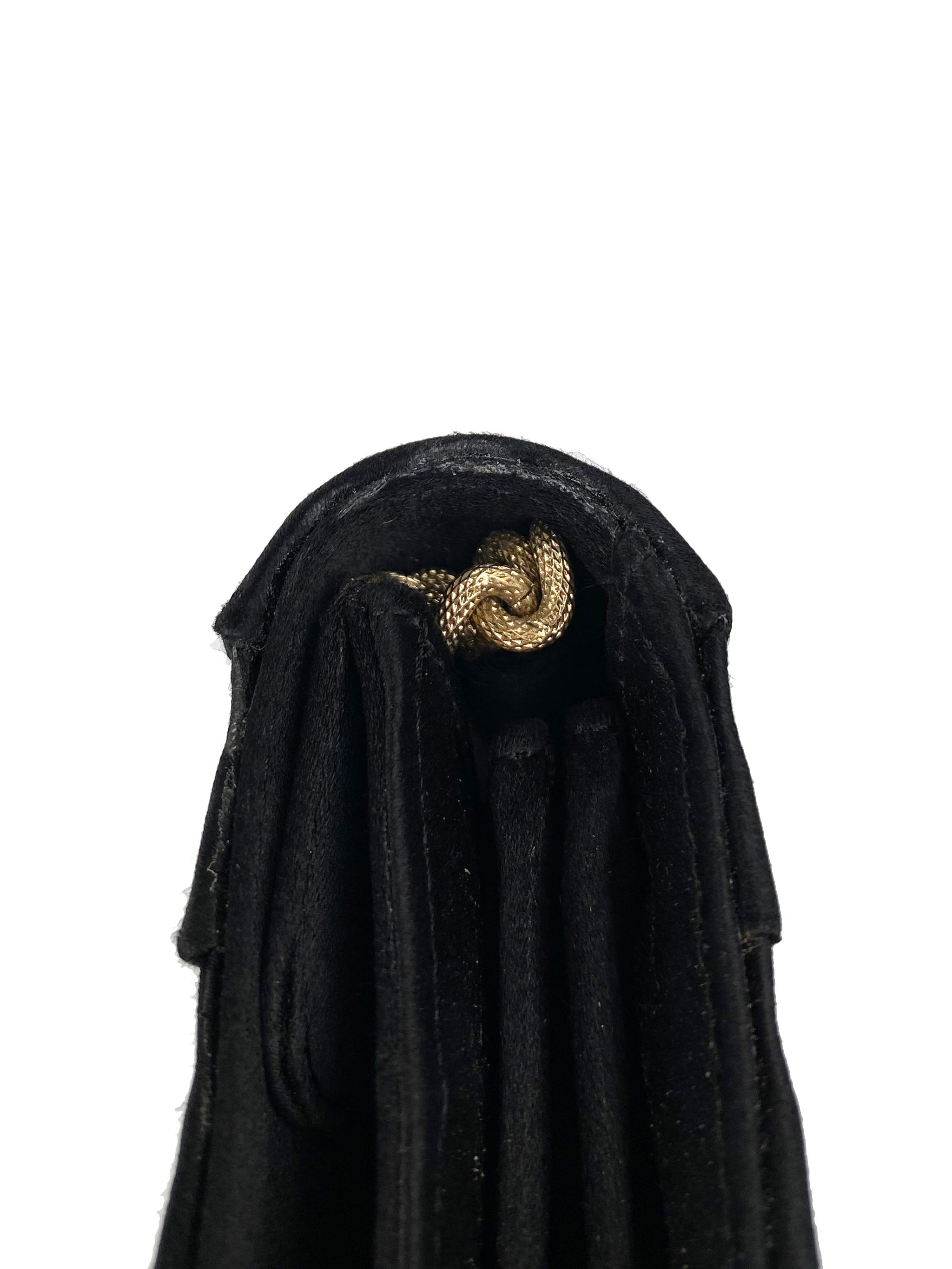CHNL -  Black Long Satin Chain Clutch