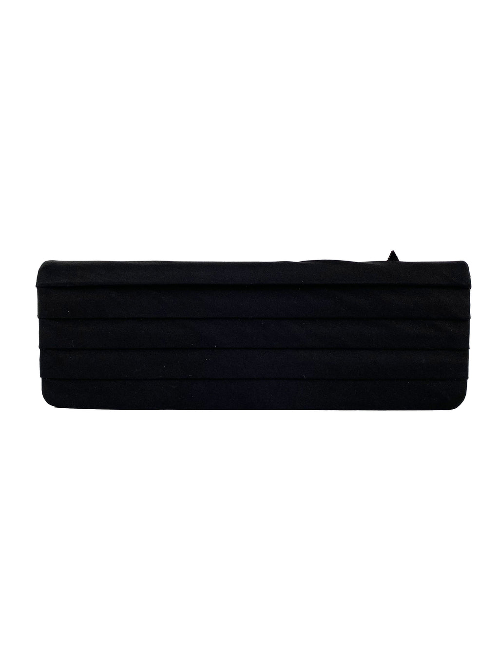 CHNL -  Black Long Satin Chain Clutch