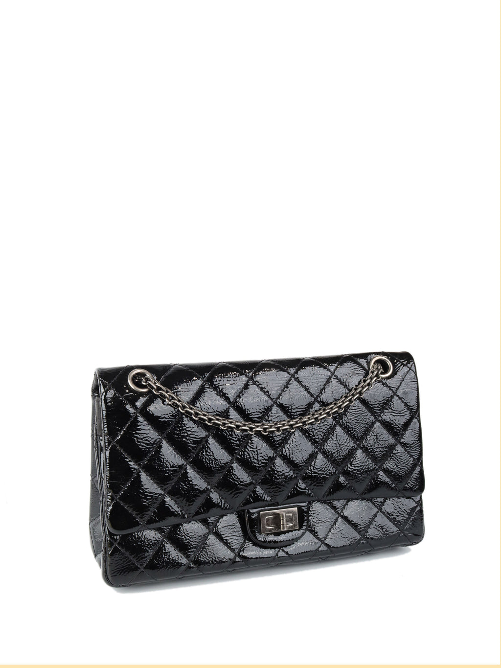 CHNL -  Black Medium Patent 2.55 Bag
