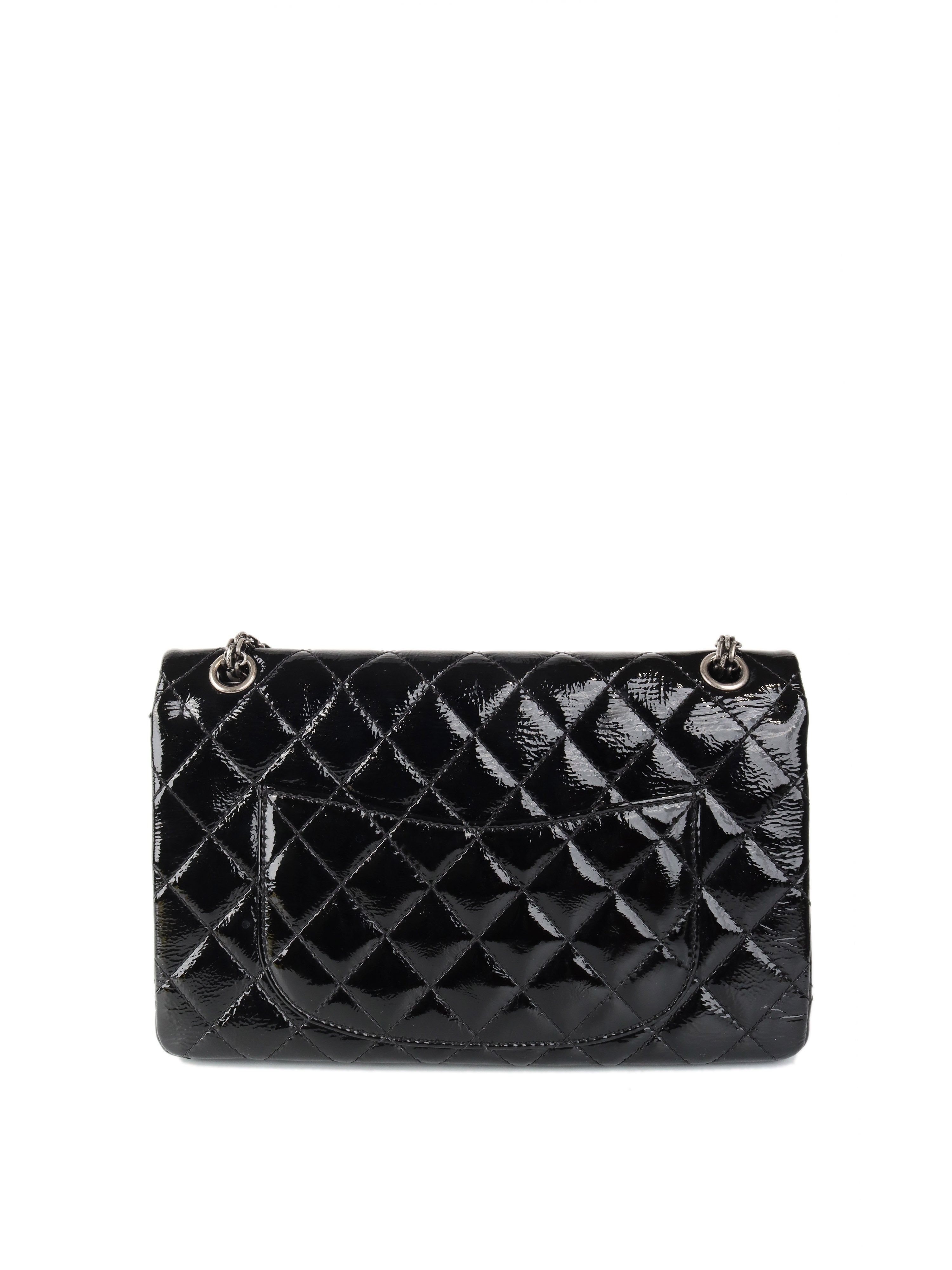 CHNL -  Black Medium Patent 2.55 Bag