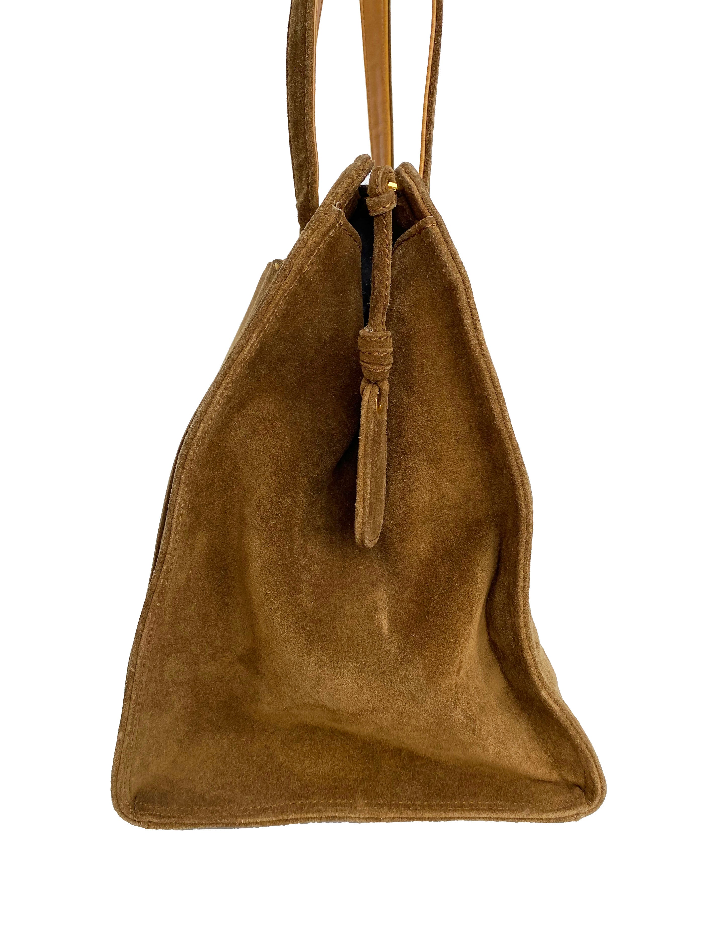 CHNL -   Tan Brown Suede Bag