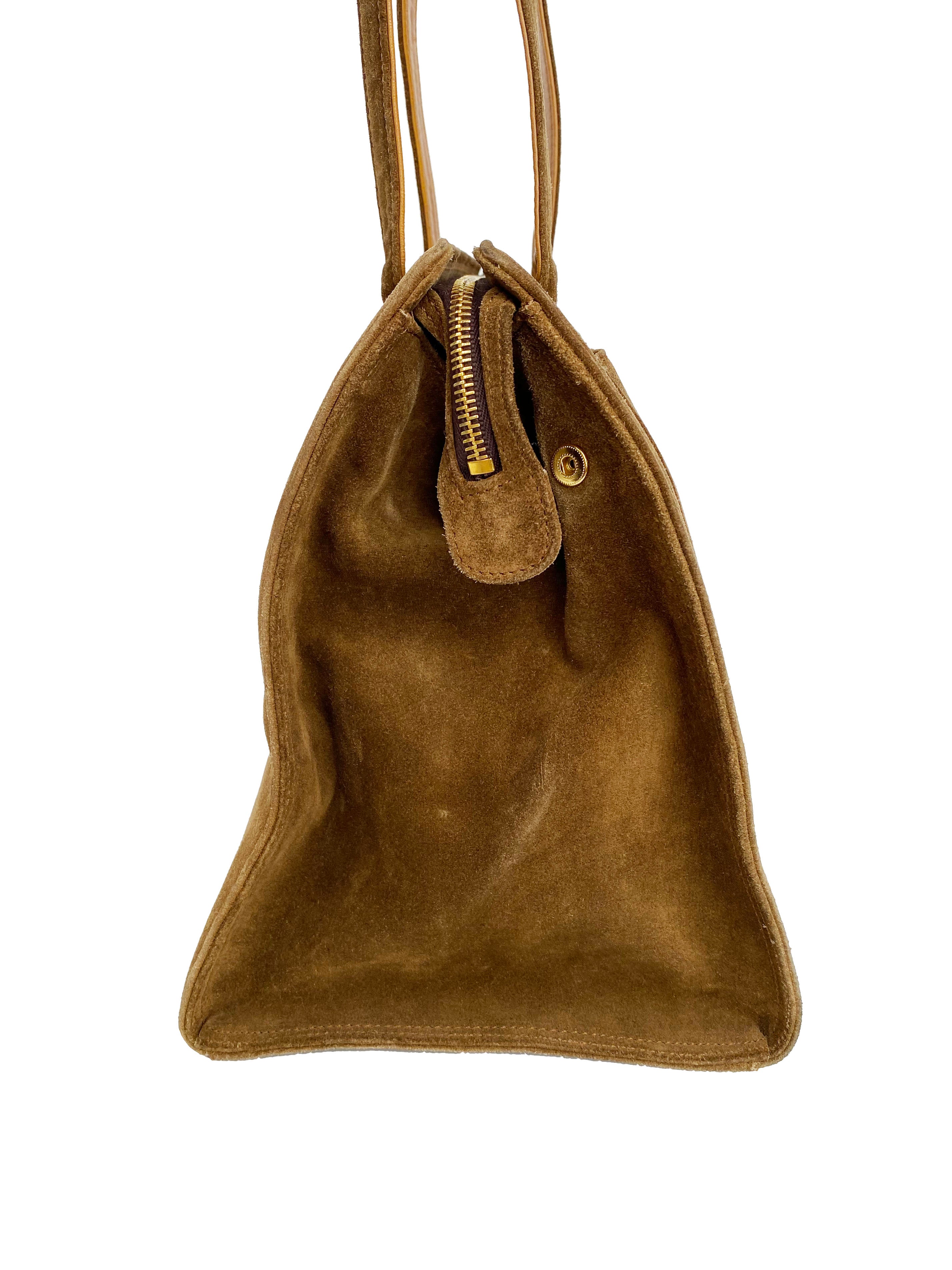 CHNL -   Tan Brown Suede Bag