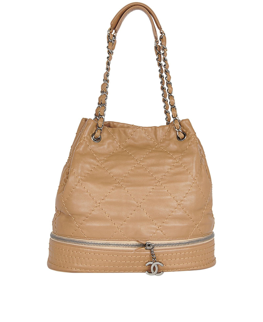 CHNL -  CC Wild Stitch Brown Leather Bucket Bag