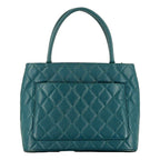 CHNL -  Caviar Leather CC Medallion Tote Bag Teal Blue