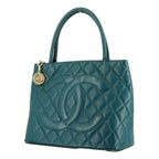 CHNL -  Caviar Leather CC Medallion Tote Bag Teal Blue