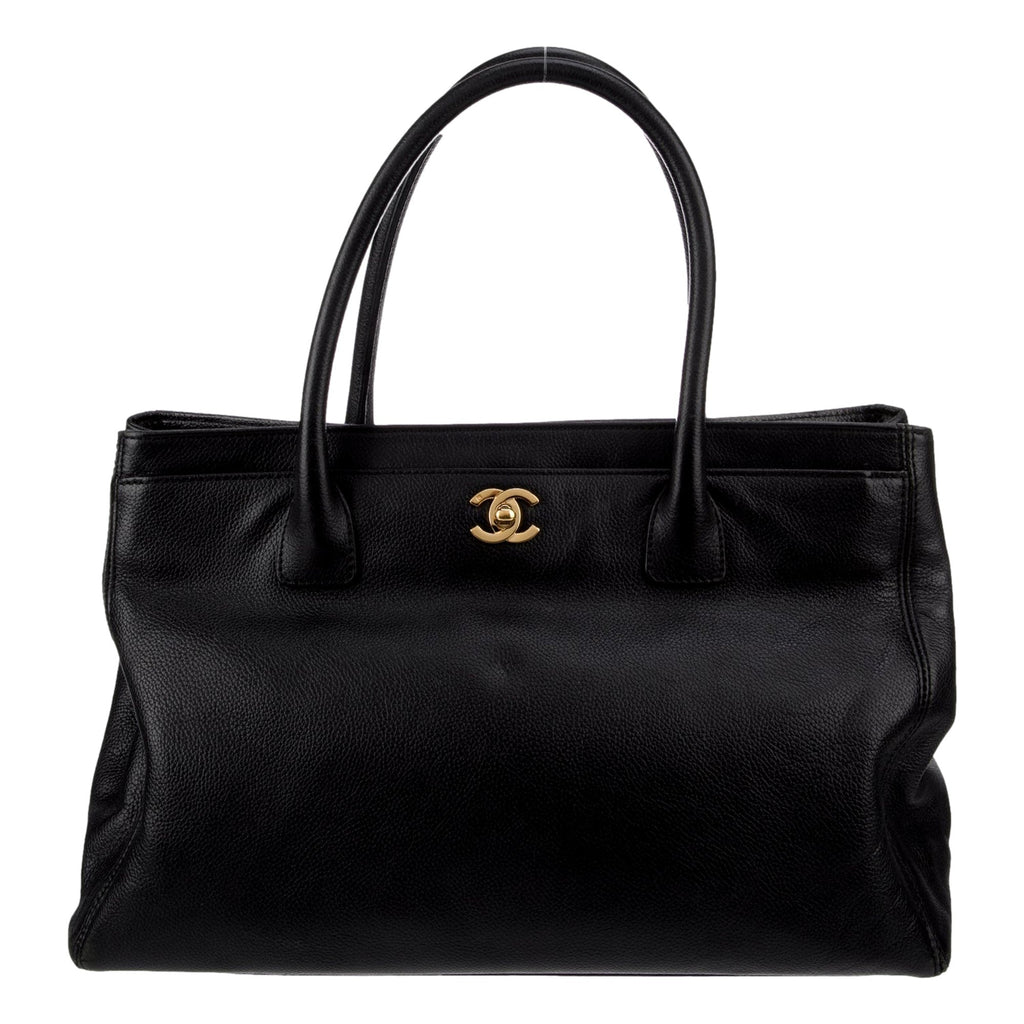 CHNL -  Executive Cerf Tote Black Leather Medium