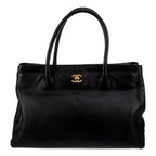 CHNL -  Executive Cerf Tote Black Leather Medium