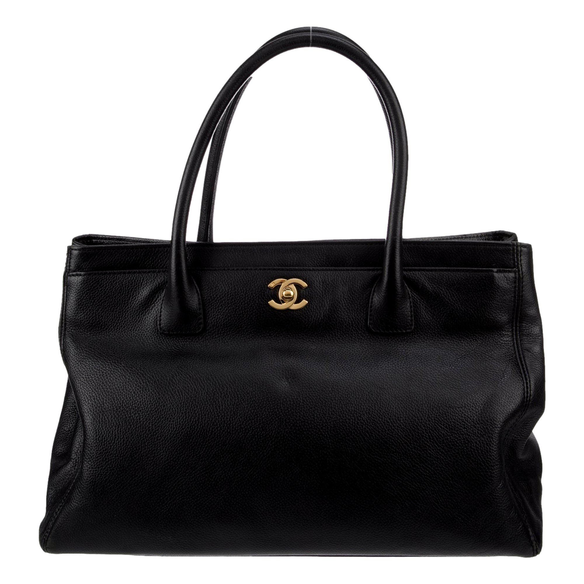 CHNL -  Executive Cerf Tote Black Leather Medium
