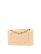 CHNL -  Iridescent Beige Caviar Medium Double Classic Flap LGHW