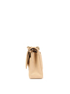 CHNL -  Iridescent Beige Caviar Medium Double Classic Flap LGHW