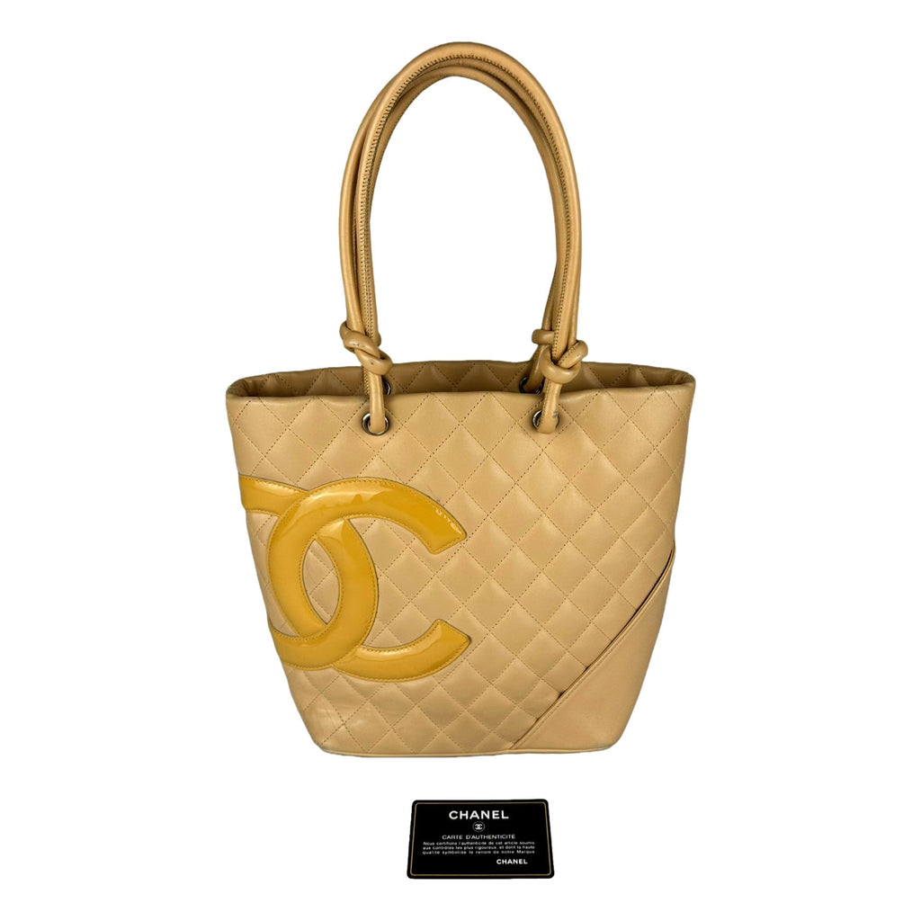 CHNL -  Tote Bag Cambon Beige Quilted Lambskin Leather