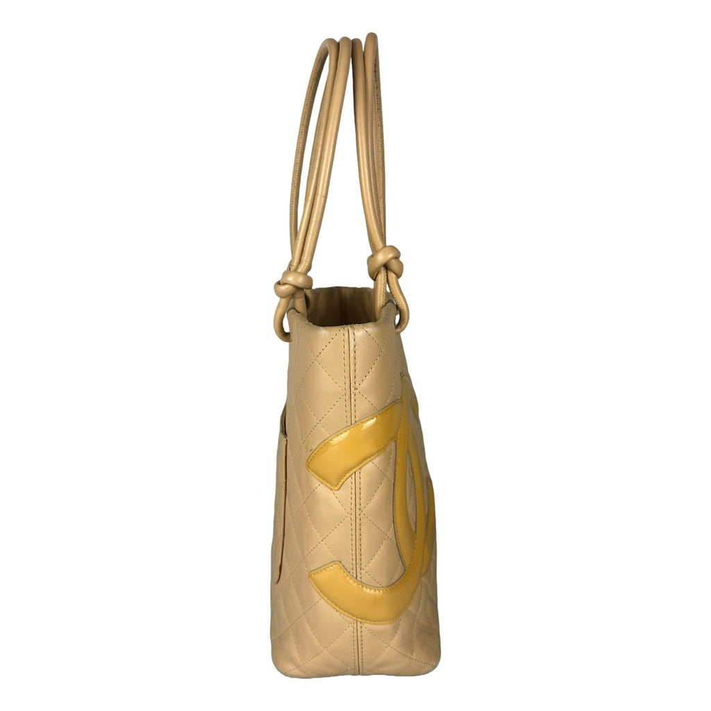 CHNL -  Tote Bag Cambon Beige Quilted Lambskin Leather