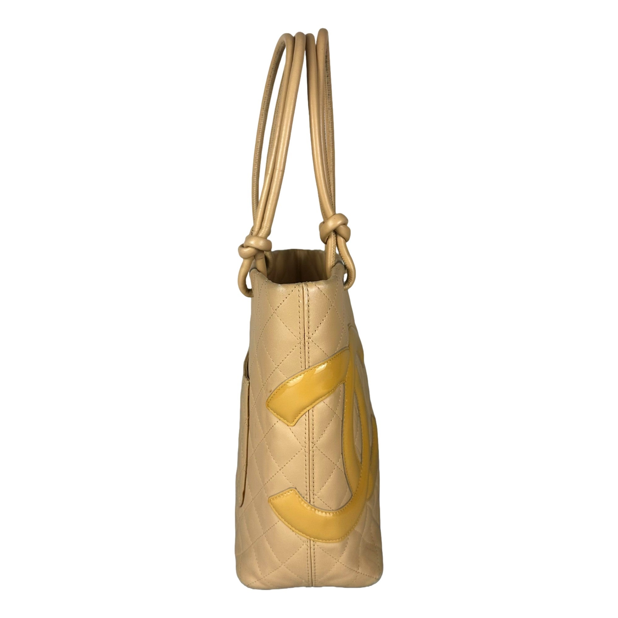 CHNL -  Tote Bag Cambon Beige Quilted Lambskin Leather