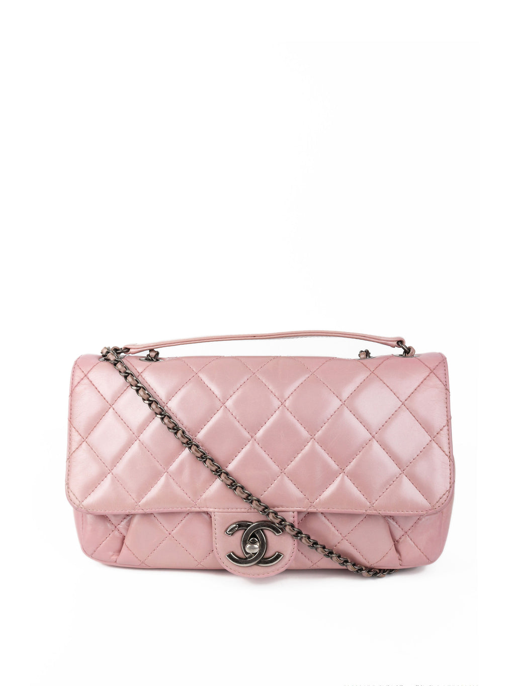 CHNL -  Medium Pink Metallic Flap Bag
