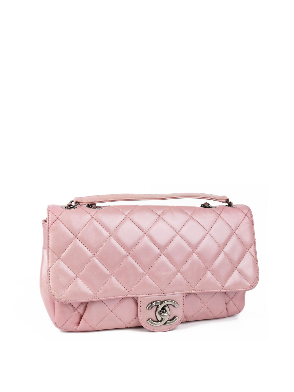 CHNL -  Medium Pink Metallic Flap Bag