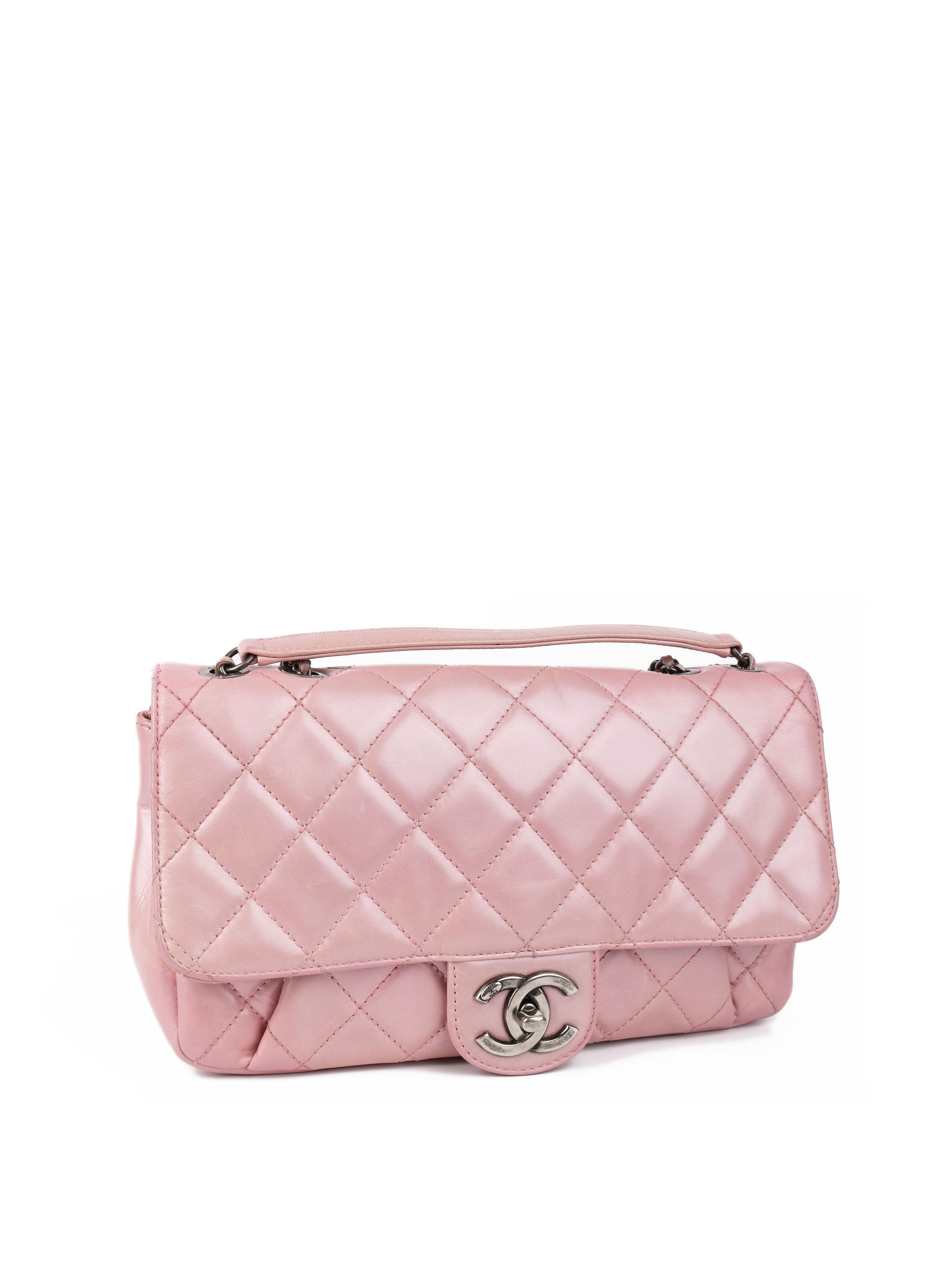 CHNL -  Medium Pink Metallic Flap Bag