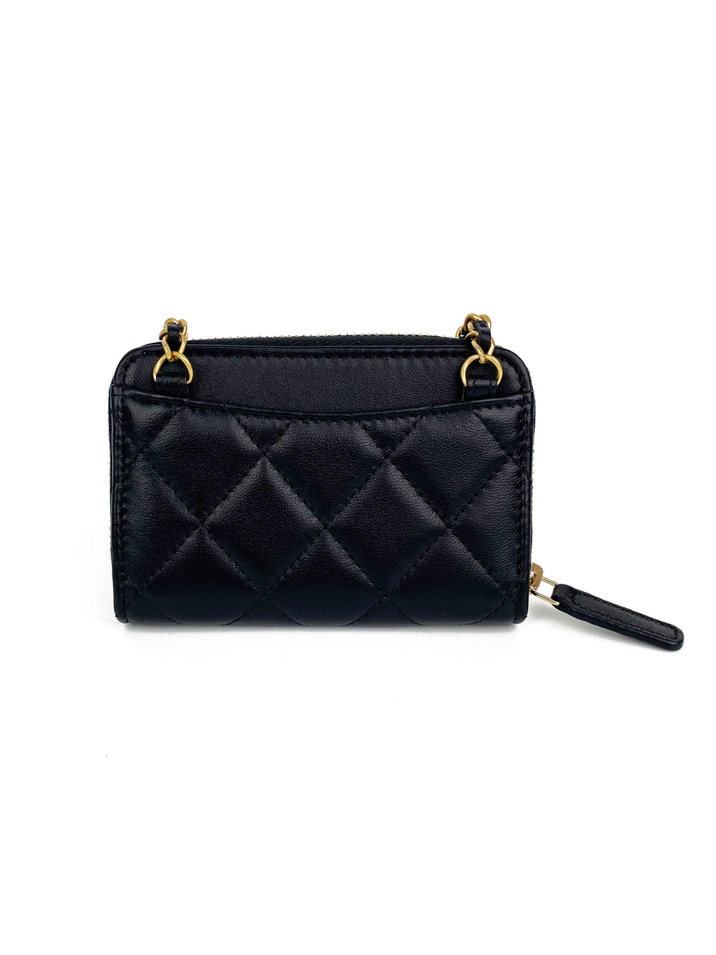 CHNL -  Black Mini Zip Belt Bag with Pearl Crush