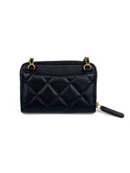 CHNL -  Black Mini Zip Belt Bag with Pearl Crush