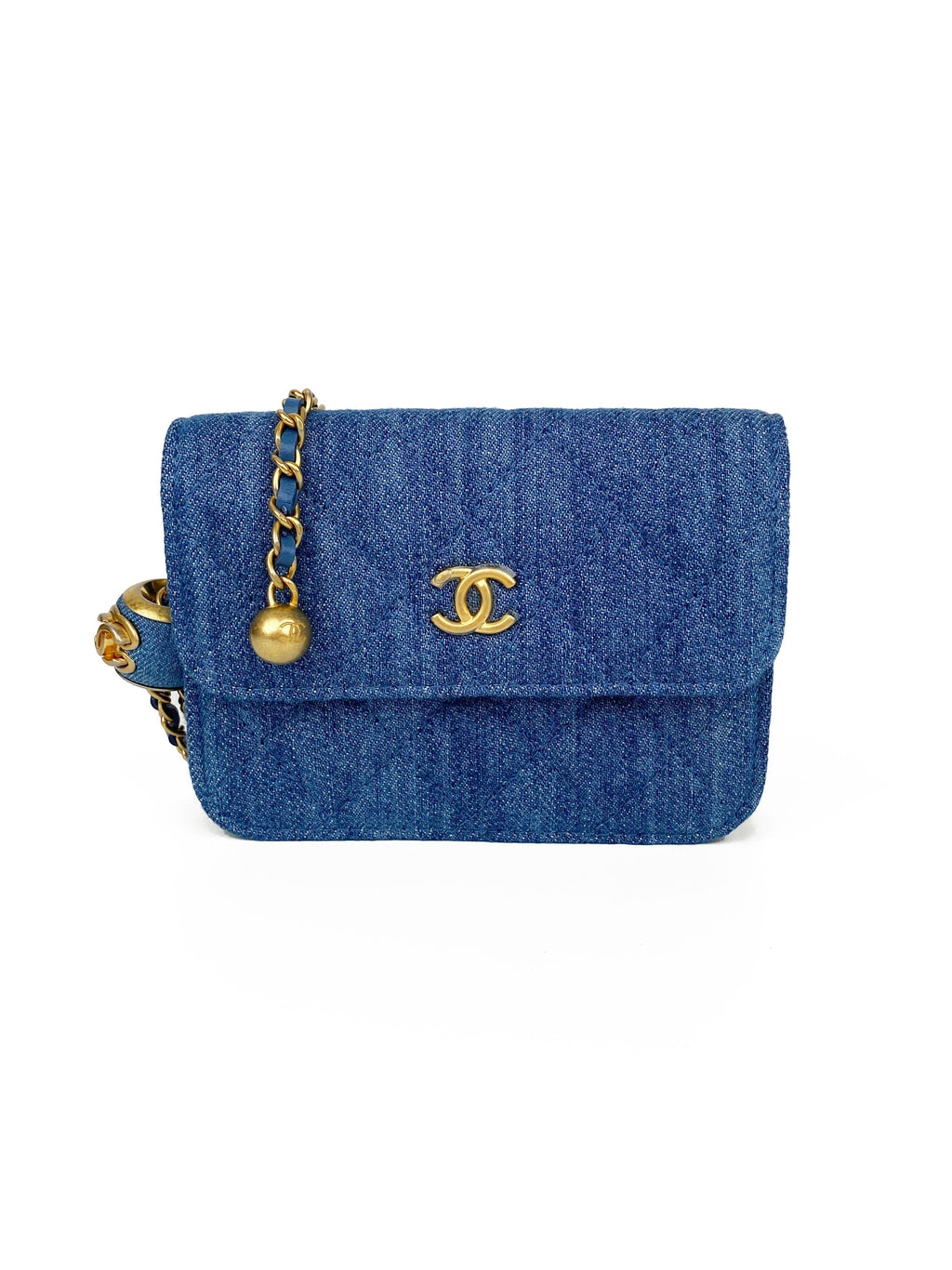 CHNL -  Mini Denim Belt Bag with Pearl Crush