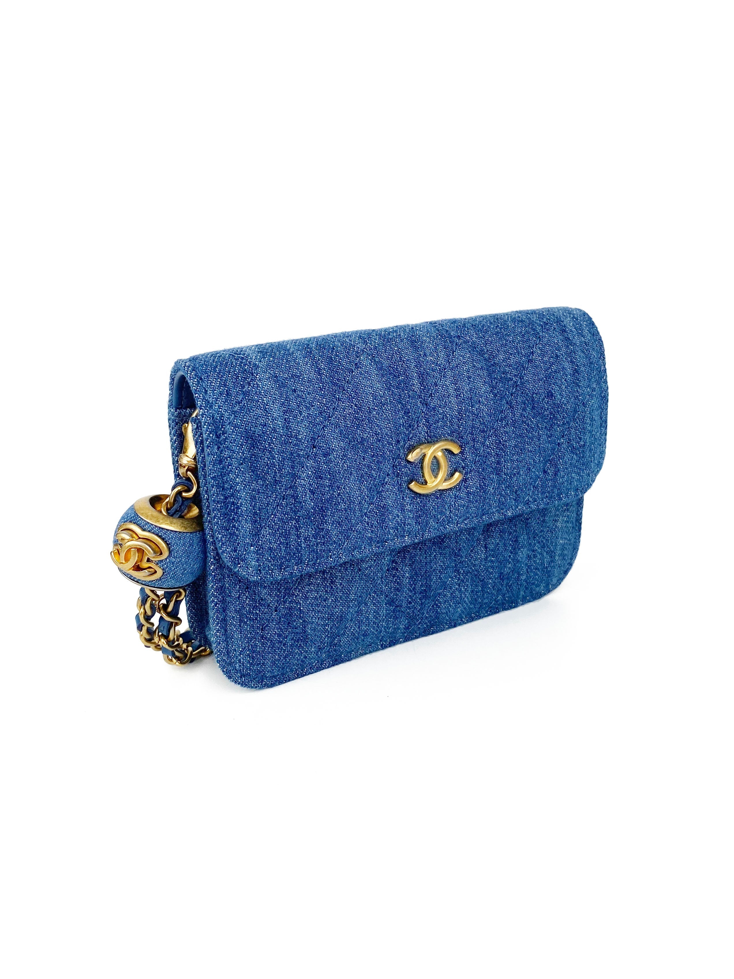 CHNL -  Mini Denim Belt Bag with Pearl Crush