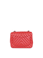 CHNL -  Red Caviar Chevron Mini Square Classic Flap SHW