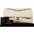 CHNL -  Shimmer Craie White Jersey Classic Flap Bag