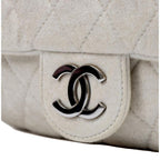 CHNL -  Shimmer Craie White Jersey Classic Flap Bag