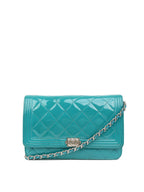 CHNL -  Teal Blue Patent Wallet on Chain SHW