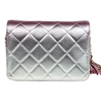 CHNL -  Mini Flap Bag in Iridescent Pink & Silver Metallic Lambskin