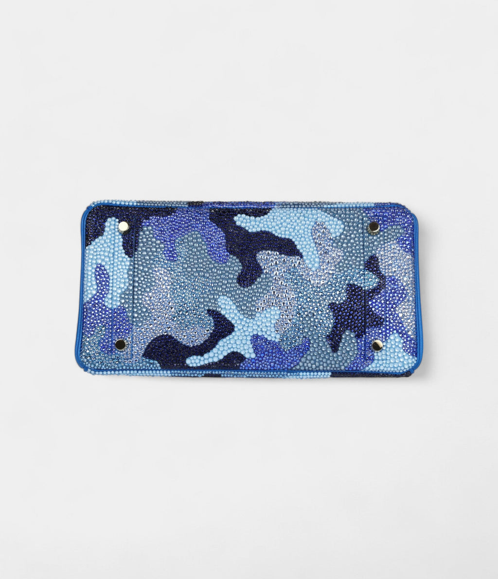 Custom Camouflage Swarovski Crystal  HM BK 30 Bleu Hydra Chevre Gold Hardware
