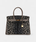 Custom Leopard Swarovski Crystal  HM BK 30 Gris Asphalte Togo Gold Hardware