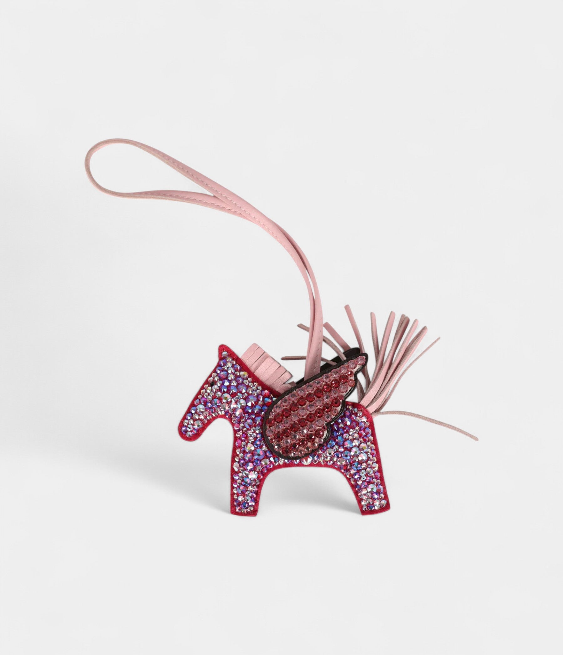 Custom Pink Swarovski Crystal HMBedazzled Pegasus Rodeo Bag Charm PM Framboise, Rose Sakura and Rouge Sellier Milo Lambskin